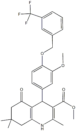398136-10-2 methyl 4-(3-methoxy-4-{[3-(trifluoromethyl)benzyl]oxy}phenyl)-2,7,7-trimethyl-5-oxo-1,4,5,6,7,8-hexahydro-3-quinolinecarboxylate