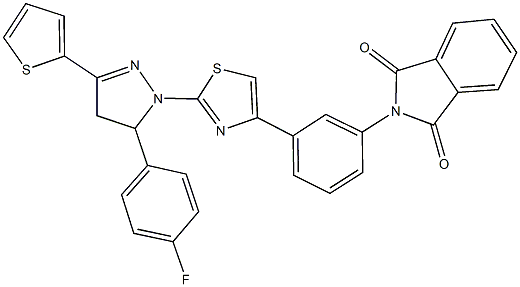 2-(3-{2-[5-(4-fluorophenyl)-3-(2-thienyl)-4,5-dihydro-1H-pyrazol-1-yl]-1,3-thiazol-4-yl}phenyl)-1H-isoindole-1,3(2H)-dione Structure