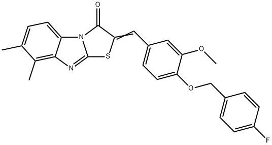2-{4-[(4-fluorobenzyl)oxy]-3-methoxybenzylidene}-7,8-dimethyl[1,3]thiazolo[3,2-a]benzimidazol-3(2H)-one Structure