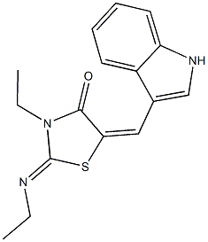 3-ethyl-2-(ethylimino)-5-(1H-indol-3-ylmethylene)-1,3-thiazolidin-4-one Structure
