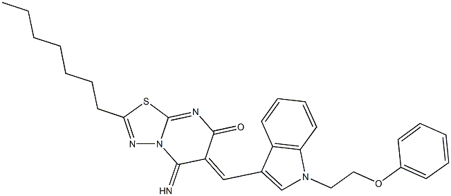 2-heptyl-5-imino-6-{[1-(2-phenoxyethyl)-1H-indol-3-yl]methylene}-5,6-dihydro-7H-[1,3,4]thiadiazolo[3,2-a]pyrimidin-7-one|
