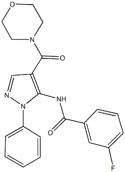 3-fluoro-N-[4-(4-morpholinylcarbonyl)-1-phenyl-1H-pyrazol-5-yl]benzamide 结构式