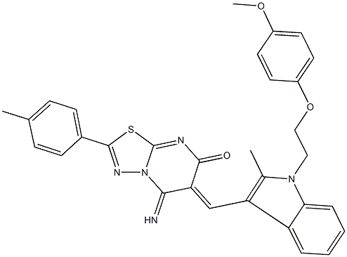 5-imino-6-({1-[2-(4-methoxyphenoxy)ethyl]-2-methyl-1H-indol-3-yl}methylene)-2-(4-methylphenyl)-5,6-dihydro-7H-[1,3,4]thiadiazolo[3,2-a]pyrimidin-7-one|