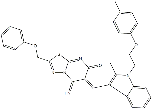 404857-14-3 5-imino-6-({2-methyl-1-[2-(4-methylphenoxy)ethyl]-1H-indol-3-yl}methylene)-2-(phenoxymethyl)-5,6-dihydro-7H-[1,3,4]thiadiazolo[3,2-a]pyrimidin-7-one