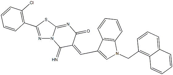 404900-07-8 2-(2-chlorophenyl)-5-imino-6-{[1-(1-naphthylmethyl)-1H-indol-3-yl]methylene}-5,6-dihydro-7H-[1,3,4]thiadiazolo[3,2-a]pyrimidin-7-one
