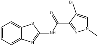 N-(1,3-benzothiazol-2-yl)-4-bromo-1-methyl-1H-pyrazole-3-carboxamide Struktur