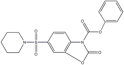 phenyl 2-oxo-6-(piperidin-1-ylsulfonyl)-1,3-benzoxazole-3(2H)-carboxylate Structure