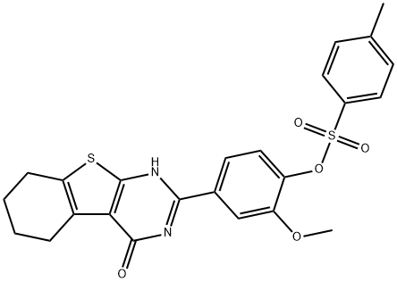 2-methoxy-4-(4-oxo-3,4,5,6,7,8-hexahydro[1]benzothieno[2,3-d]pyrimidin-2-yl)phenyl 4-methylbenzenesulfonate Struktur