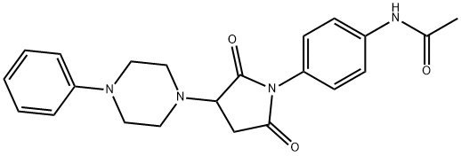 N-{4-[2,5-dioxo-3-(4-phenyl-1-piperazinyl)-1-pyrrolidinyl]phenyl}acetamide Structure