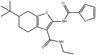 6-tert-butyl-N-ethyl-2-[(2-thienylcarbonyl)amino]-4,5,6,7-tetrahydro-1-benzothiophene-3-carboxamide Struktur