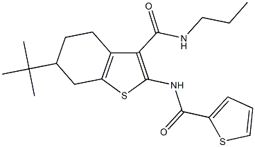 6-tert-butyl-N-propyl-2-[(2-thienylcarbonyl)amino]-4,5,6,7-tetrahydro-1-benzothiophene-3-carboxamide 结构式
