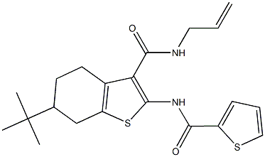N-allyl-6-tert-butyl-2-[(2-thienylcarbonyl)amino]-4,5,6,7-tetrahydro-1-benzothiophene-3-carboxamide 结构式