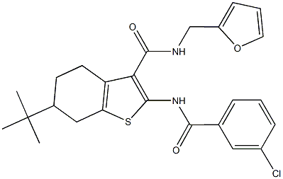 6-tert-butyl-2-[(3-chlorobenzoyl)amino]-N-(2-furylmethyl)-4,5,6,7-tetrahydro-1-benzothiophene-3-carboxamide Structure