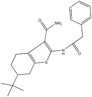 6-tert-butyl-2-[(phenylacetyl)amino]-4,5,6,7-tetrahydro-1-benzothiophene-3-carboxamide Struktur