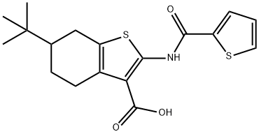6-tert-butyl-2-[(2-thienylcarbonyl)amino]-4,5,6,7-tetrahydro-1-benzothiophene-3-carboxylic acid Struktur