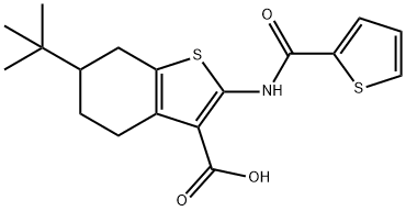 6-tert-butyl-2-[(2-thienylcarbonyl)amino]-4,5,6,7-tetrahydro-1-benzothiophene-3-carboxylic acid Structure