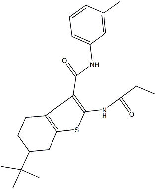 6-tert-butyl-N-(3-methylphenyl)-2-(propionylamino)-4,5,6,7-tetrahydro-1-benzothiophene-3-carboxamide Structure