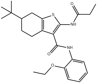 6-tert-butyl-N-(2-ethoxyphenyl)-2-(propionylamino)-4,5,6,7-tetrahydro-1-benzothiophene-3-carboxamide Structure