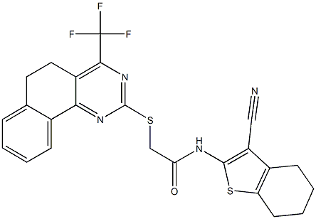 N-(3-cyano-4,5,6,7-tetrahydro-1-benzothien-2-yl)-2-{[4-(trifluoromethyl)-5,6-dihydrobenzo[h]quinazolin-2-yl]sulfanyl}acetamide,409352-00-7,结构式