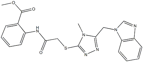 methyl 2-[({[5-(1H-benzimidazol-1-ylmethyl)-4-methyl-4H-1,2,4-triazol-3-yl]sulfanyl}acetyl)amino]benzoate Structure