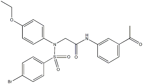 N-(3-acetylphenyl)-2-{[(4-bromophenyl)sulfonyl]-4-ethoxyanilino}acetamide Struktur