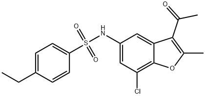 N-(3-acetyl-7-chloro-2-methyl-1-benzofuran-5-yl)-4-ethylbenzenesulfonamide Struktur