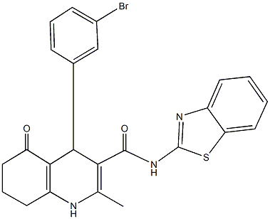 N-(1,3-benzothiazol-2-yl)-4-(3-bromophenyl)-2-methyl-5-oxo-1,4,5,6,7,8-hexahydro-3-quinolinecarboxamide Structure