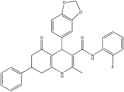 421567-38-6 4-(1,3-benzodioxol-5-yl)-N-(2-fluorophenyl)-2-methyl-5-oxo-7-phenyl-1,4,5,6,7,8-hexahydro-3-quinolinecarboxamide
