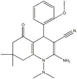 2-amino-1-(dimethylamino)-4-(2-methoxyphenyl)-7,7-dimethyl-5-oxo-1,4,5,6,7,8-hexahydro-3-quinolinecarbonitrile Structure