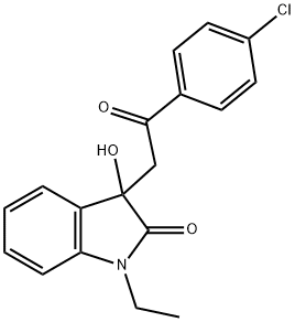 3-[2-(4-chlorophenyl)-2-oxoethyl]-1-ethyl-3-hydroxy-1,3-dihydro-2H-indol-2-one Struktur