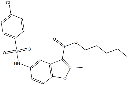 pentyl 5-{[(4-chlorophenyl)sulfonyl]amino}-2-methyl-1-benzofuran-3-carboxylate Structure
