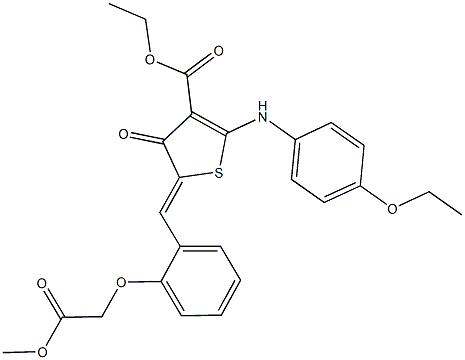 ethyl 2-(4-ethoxyanilino)-5-[2-(2-methoxy-2-oxoethoxy)benzylidene]-4-oxo-4,5-dihydro-3-thiophenecarboxylate Struktur