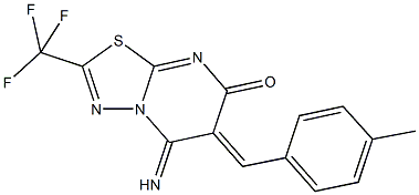 5-imino-6-(4-methylbenzylidene)-2-(trifluoromethyl)-5,6-dihydro-7H-[1,3,4]thiadiazolo[3,2-a]pyrimidin-7-one 结构式