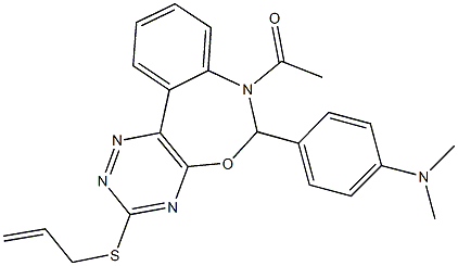 N-{4-[7-acetyl-3-(allylsulfanyl)-6,7-dihydro[1,2,4]triazino[5,6-d][3,1]benzoxazepin-6-yl]phenyl}-N,N-dimethylamine Struktur