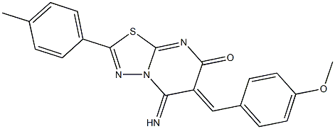 5-imino-6-(4-methoxybenzylidene)-2-(4-methylphenyl)-5,6-dihydro-7H-[1,3,4]thiadiazolo[3,2-a]pyrimidin-7-one,428504-55-6,结构式