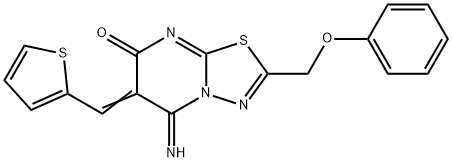 5-imino-2-(phenoxymethyl)-6-(2-thienylmethylene)-5,6-dihydro-7H-[1,3,4]thiadiazolo[3,2-a]pyrimidin-7-one Structure