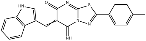5-imino-6-(1H-indol-3-ylmethylene)-2-(4-methylphenyl)-5,6-dihydro-7H-[1,3,4]thiadiazolo[3,2-a]pyrimidin-7-one Structure