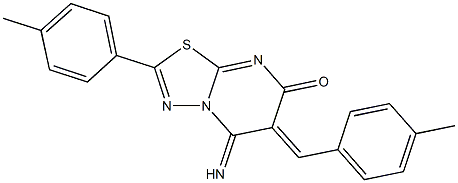 5-imino-6-(4-methylbenzylidene)-2-(4-methylphenyl)-5,6-dihydro-7H-[1,3,4]thiadiazolo[3,2-a]pyrimidin-7-one Struktur