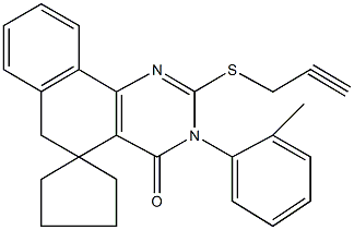 3-(2-methylphenyl)-2-(2-propynylsulfanyl)-spiro([5,6]dihydrobenzo[h]quinazoline-5,1'-cyclopentane)-4(3H)-one Struktur
