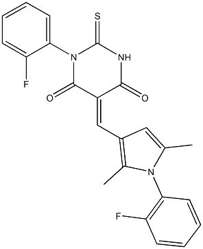 1-(2-fluorophenyl)-5-{[1-(2-fluorophenyl)-2,5-dimethyl-1H-pyrrol-3-yl]methylene}-2-thioxodihydro-4,6(1H,5H)-pyrimidinedione Structure
