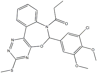 430463-71-1 6-(3-chloro-4,5-dimethoxyphenyl)-3-(methylsulfanyl)-7-propionyl-6,7-dihydro[1,2,4]triazino[5,6-d][3,1]benzoxazepine