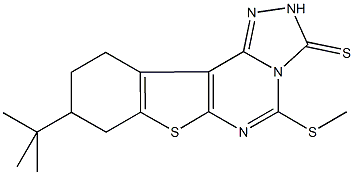 9-tert-butyl-5-(methylsulfanyl)-8,9,10,11-tetrahydro[1]benzothieno[3,2-e][1,2,4]triazolo[4,3-c]pyrimidine-3(2H)-thione Struktur