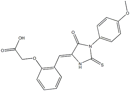 (2-{[1-(4-methoxyphenyl)-5-oxo-2-thioxo-4-imidazolidinylidene]methyl}phenoxy)acetic acid Structure