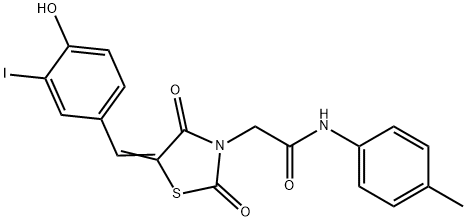 431054-18-1 2-[5-(4-hydroxy-3-iodobenzylidene)-2,4-dioxo-1,3-thiazolidin-3-yl]-N-(4-methylphenyl)acetamide