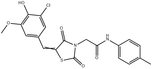 2-[5-(3-chloro-4-hydroxy-5-methoxybenzylidene)-2,4-dioxo-1,3-thiazolidin-3-yl]-N-(4-methylphenyl)acetamide,431066-72-7,结构式