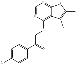1-(4-chlorophenyl)-2-[(5,6-dimethylthieno[2,3-d]pyrimidin-4-yl)sulfanyl]ethanone Struktur