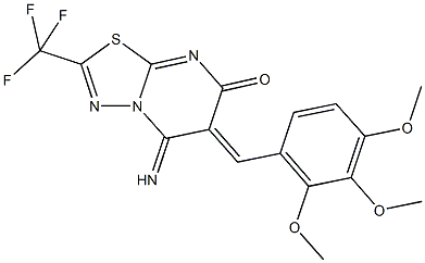 5-imino-2-(trifluoromethyl)-6-(2,3,4-trimethoxybenzylidene)-5,6-dihydro-7H-[1,3,4]thiadiazolo[3,2-a]pyrimidin-7-one Structure
