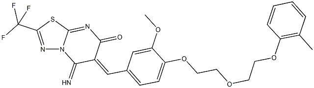 5-imino-6-(3-methoxy-4-{2-[2-(2-methylphenoxy)ethoxy]ethoxy}benzylidene)-2-(trifluoromethyl)-5,6-dihydro-7H-[1,3,4]thiadiazolo[3,2-a]pyrimidin-7-one Structure