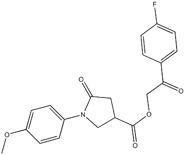 2-(4-fluorophenyl)-2-oxoethyl 1-(4-methoxyphenyl)-5-oxo-3-pyrrolidinecarboxylate 化学構造式