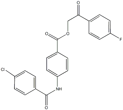 2-(4-fluorophenyl)-2-oxoethyl 4-[(4-chlorobenzoyl)amino]benzoate 化学構造式